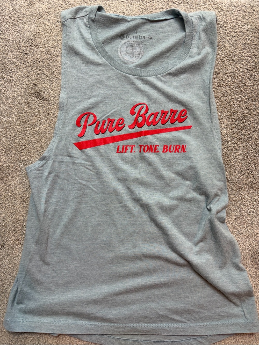 Pure Barre Lift Tone Burn Graphic Tank - Slate blue/gray with Red Logo